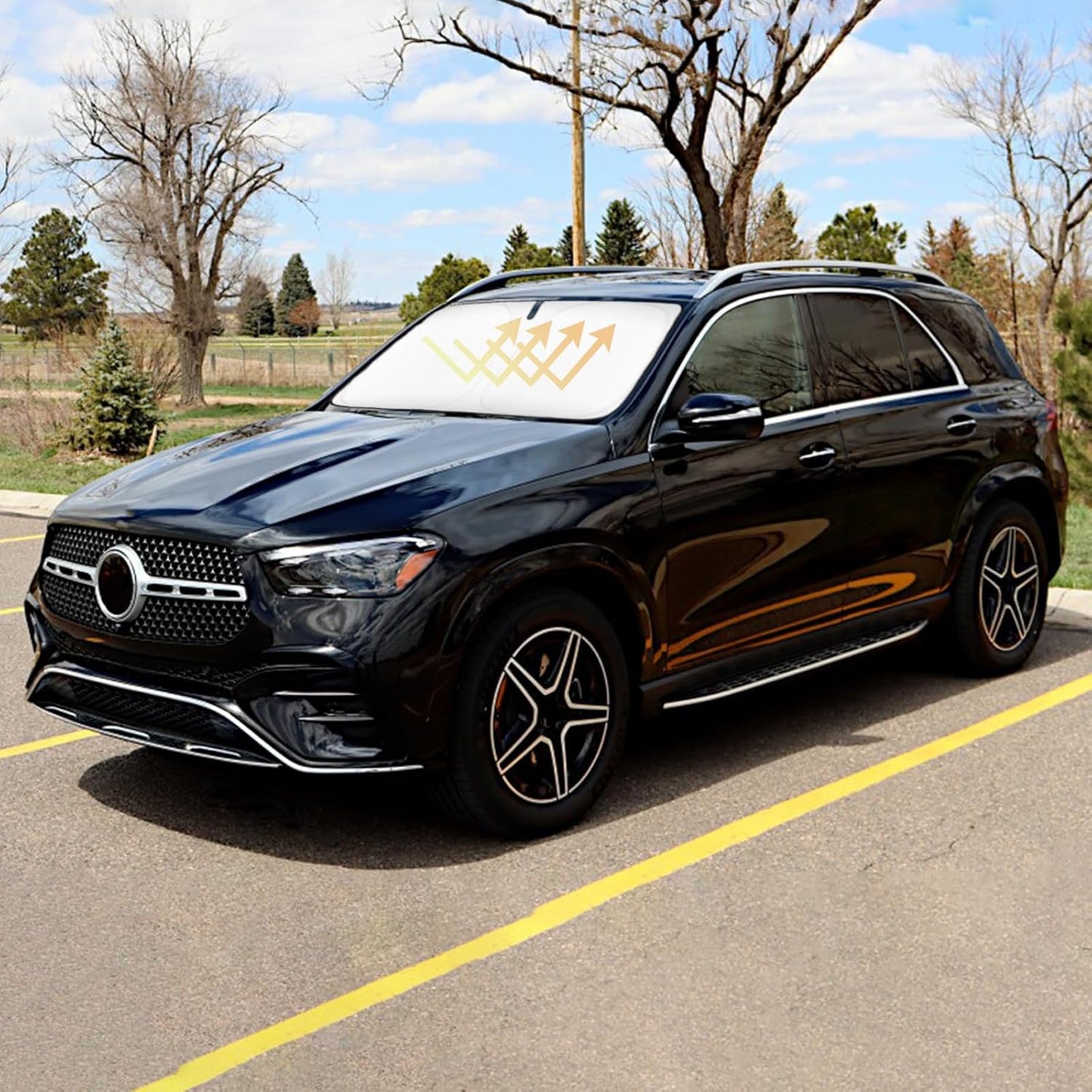 Windshield Sun Shade Car Sunshade for Mercedes Benz GLE Class 2020-2024 2025 2026 Accessories Windshield Sun Visor Cover for GLE 450 GLE 350 Foldable Front Window Shield Protector Block UV Ray