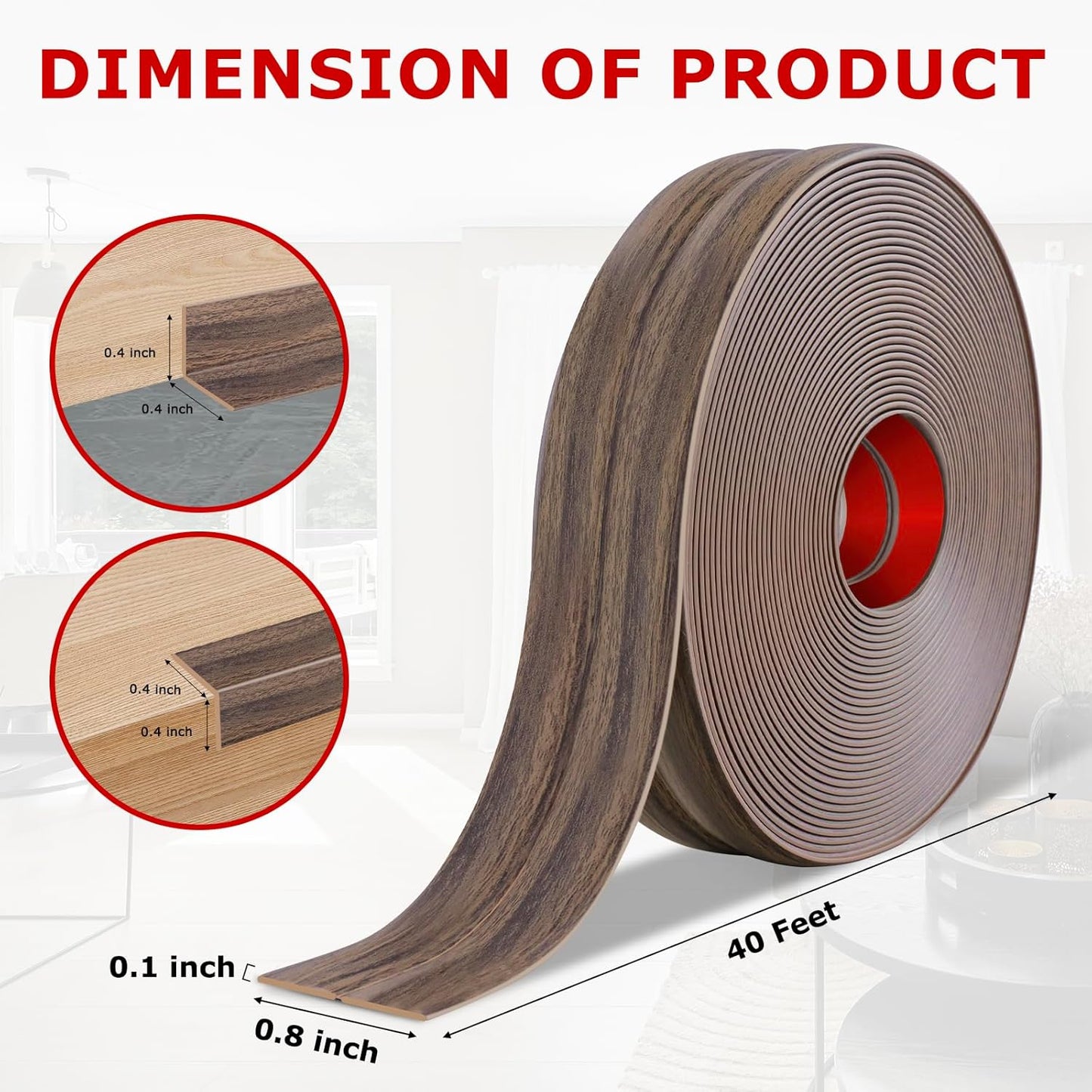 Flexible Wall Corner Protector Moulding Trim Peel and Stick Wall Corner Guards Edge Protector Self Adhesive Molding Trim Strip for Edge Ceiling (Smoked Brown Wood Grain, 0.8 in x 40 Ft)