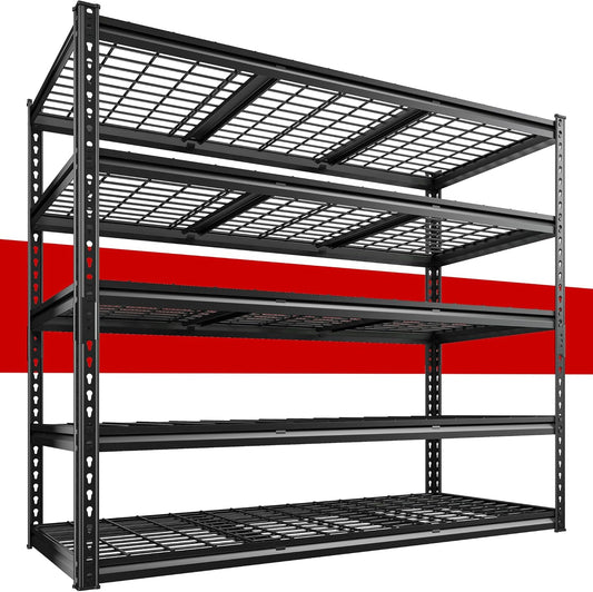 REIBII 55" W Garage Shelving, Heavy Duty Storage Shelves Load 3000LBS, 5 Tier Adjustable Metal Shelving Unit for Basement, Warehouse, Workshop, 55" W x 24" D x 72" H