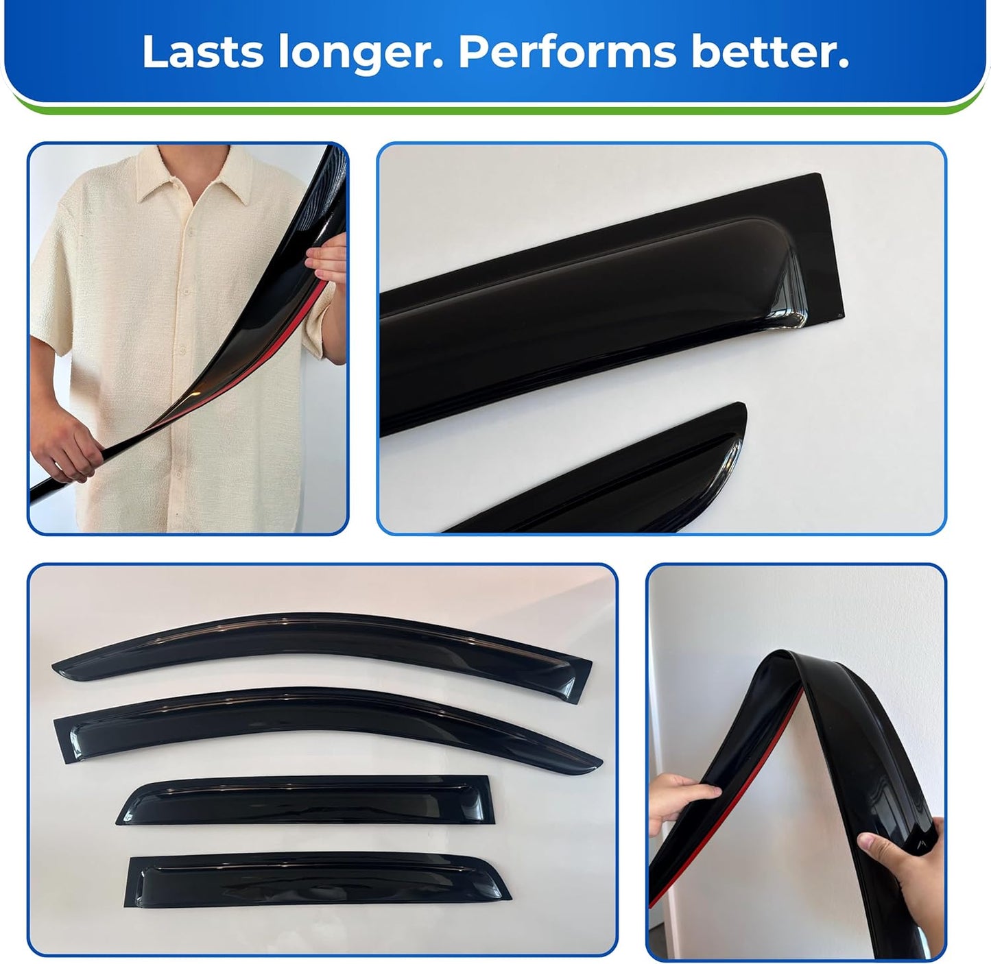 KPY Window Visor Compatible with Dodge Ram 1500 1994-2001 & Dodge Ram 2500/3500 1994-2002 (Excludes Towing Mirror), Rain Guard Side Window Vent Deflectors Tape-On Style, 1995 1996 1997 1998 1999 2000