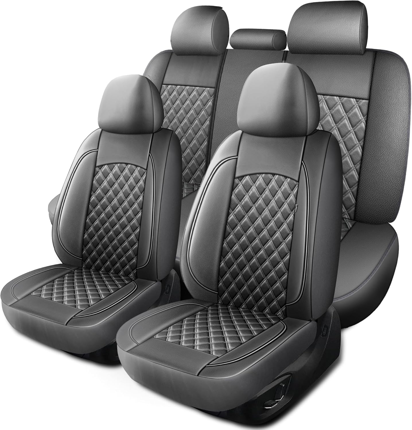 Car Seat Covers Full Set,Breathable and Waterproof Napa Leather Car Seat Cover,Interior Universal Fit for Cars,Sedans,SUVs,Vans,Trucks(Full Seat,Grey,N3)