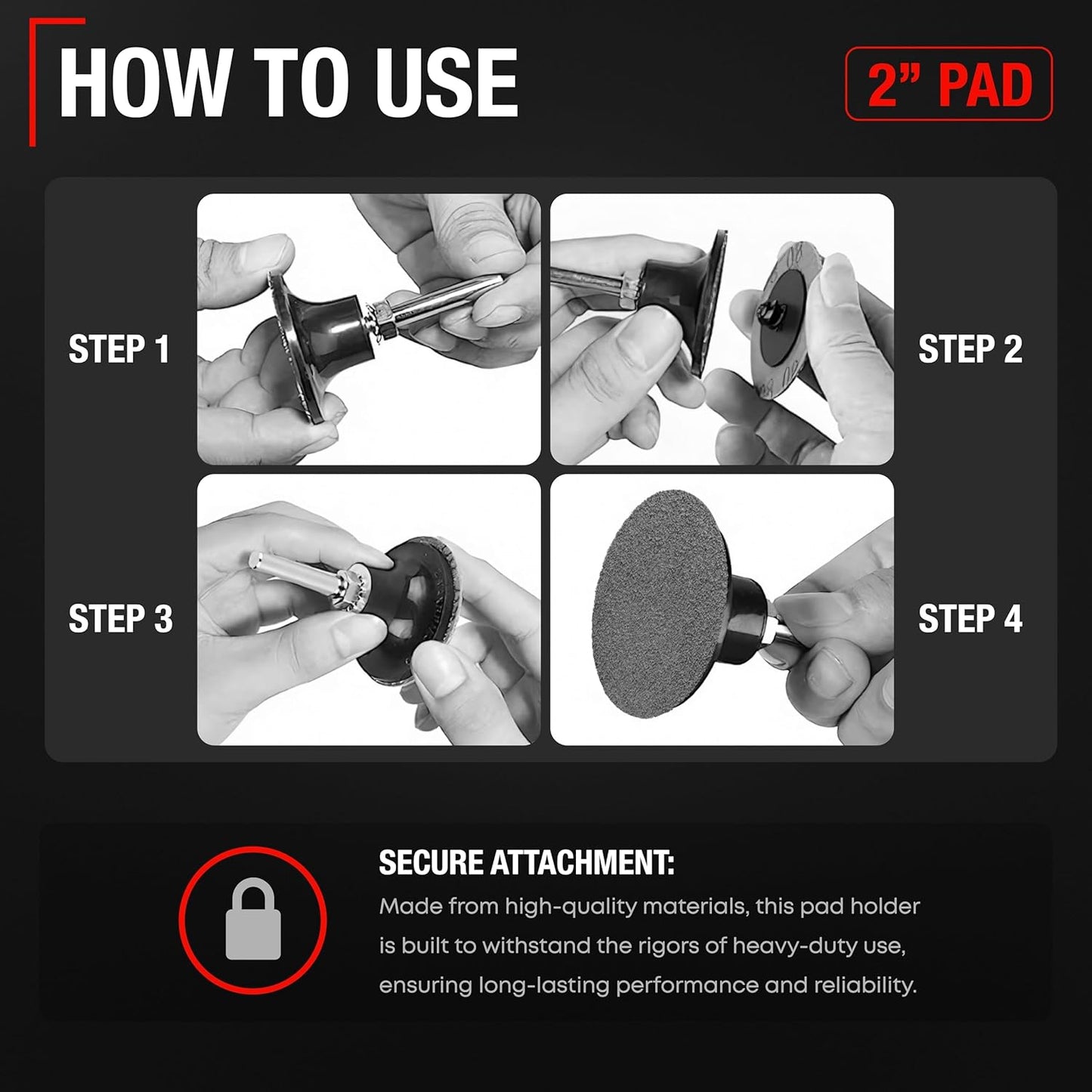 2-inch Conditioning Disc Pad Holder Assembly, Pack of 5-1/4'' Shank - Compatible with 3M ROLOC Scotch-Brite Brand Discs - Speed-Lok TR Quick-Change Attachment