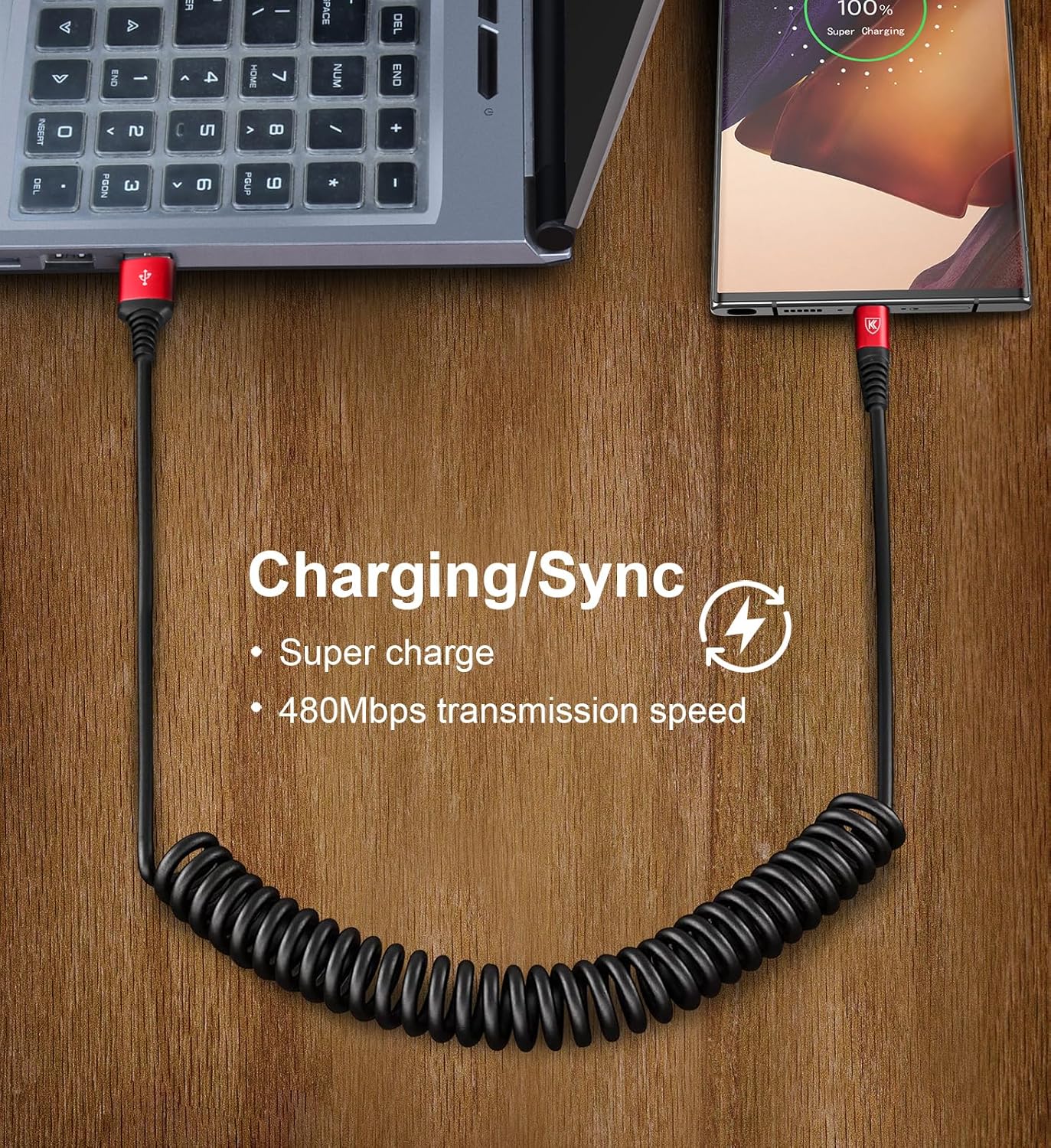 USB C Cable [3FT+6FT], 2Pack USB A to USB C 3A Fast Charging, Coiled Type C Charger Cord for Car USB-C Cable Compatible with iPhone 16/15/Plus/Pro/Samsung Galaxy A10e A20 A50 S20 Plus S10E Note 20-Red