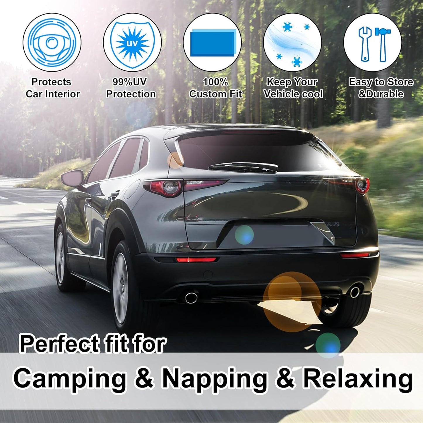 TINGLU 8PCS Window Shades for Mazda CX-30 2019-2024 2025 Accessories Car Side Full Windows Rear Triangular Windshield Sun Shade Sun UV Rays & Privacy Protection for Camping,Napping,and Relaxing