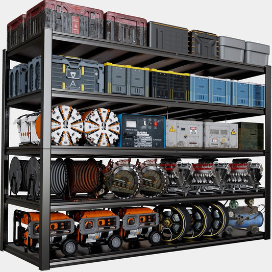 65" W Garage Shelving Heavy Duty, Adjustable 5 Tier Metal Shelves, Commercial Metal Shelf Rack, Industrial Shelving