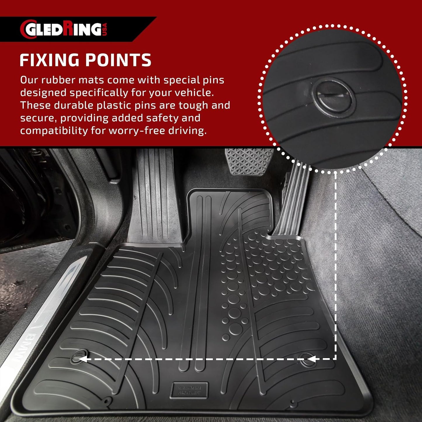 Gledring USA Custom Fit Rubber Mats Combo Pack Intended for Land Rover Range Rover Evoque (L551) 2019-2025, No Trimming Required, All-Weather, Protects from Rain, Mud, & Snow