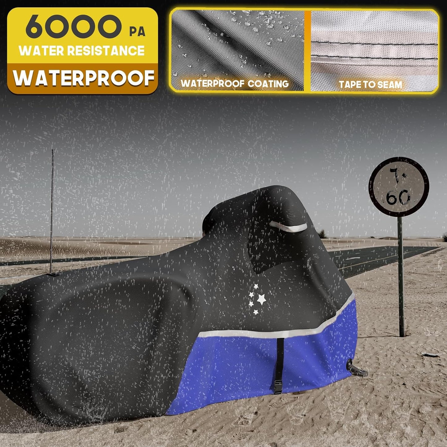 Motorcycle Cover Storage for Touring Models Harley Davidson Road King,Road Glide,Street Glide, Electra Glide,Heritage Classic,Low Rider-ST,and Most Motorcycles Blue