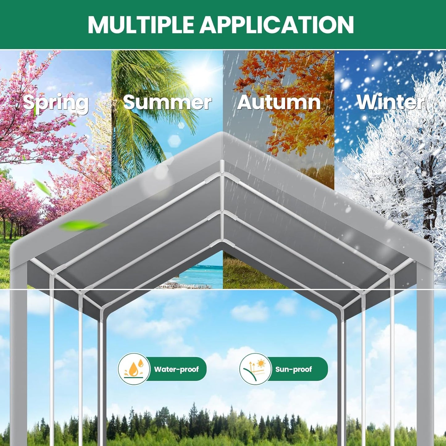 COBIZI Carport Canopy 12x20 Heavy Duty Car Tent Garage, Galvanized Frame Car Canopy Outdoor Shelter Waterproof & UV Protected with Built-in Sandbags & All-Season Tarp for Car Boat Truck, Gray