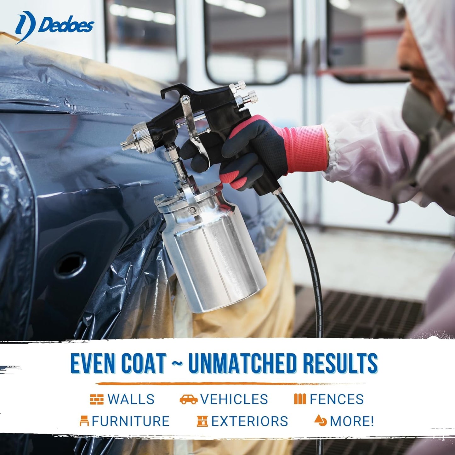 Industries - 2.0 mm Siphon Feed Spray Gun with 1000 ml Metal Cup - Precision LVLP Paint Sprayer - Professional & DIY Projects - Efficient Painting Tools - Consistent Finish