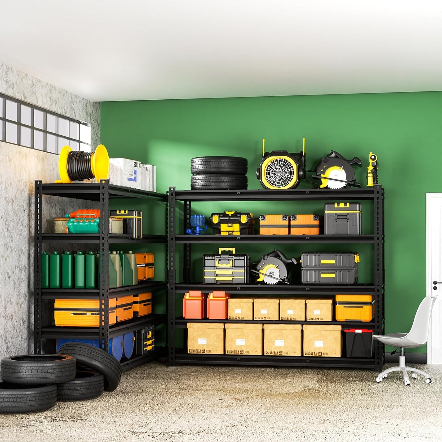 5-Tier 60" W X 20" D X 72" H Storage Shelves 2500LBS Metal Garage Shelving Adjustable Storage Shelf Metal Racks with Shelves Heavy Duty Shelving Units and Storage Utility Shelf