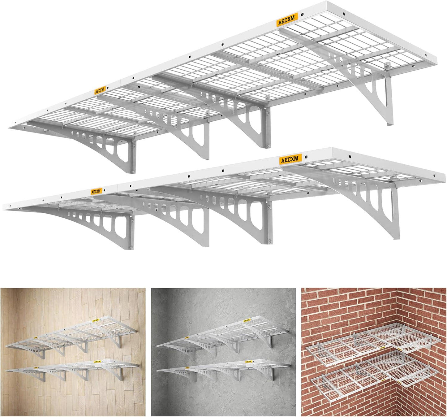 2x3ft 4Pack Wire Shelving Unit Heavy Duty Garage Storage Shelves Wall Mounted White 1120lbs Load Capacity（24-inch-by-36-inch）