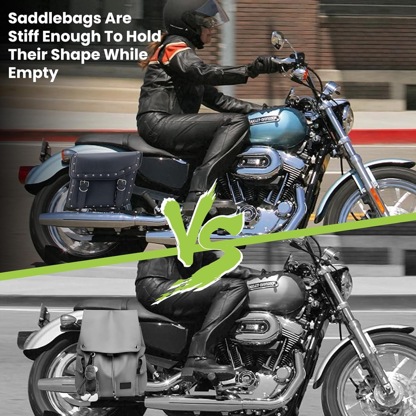 30L Motorcycle Saddlebags Water-Resistant PU Leather Storage for Harley Sportster Softail Dyna Honda Shadow, Quick-Install Design with Reinforced Straps, Universal Fit Large Capacity Luggage Bags