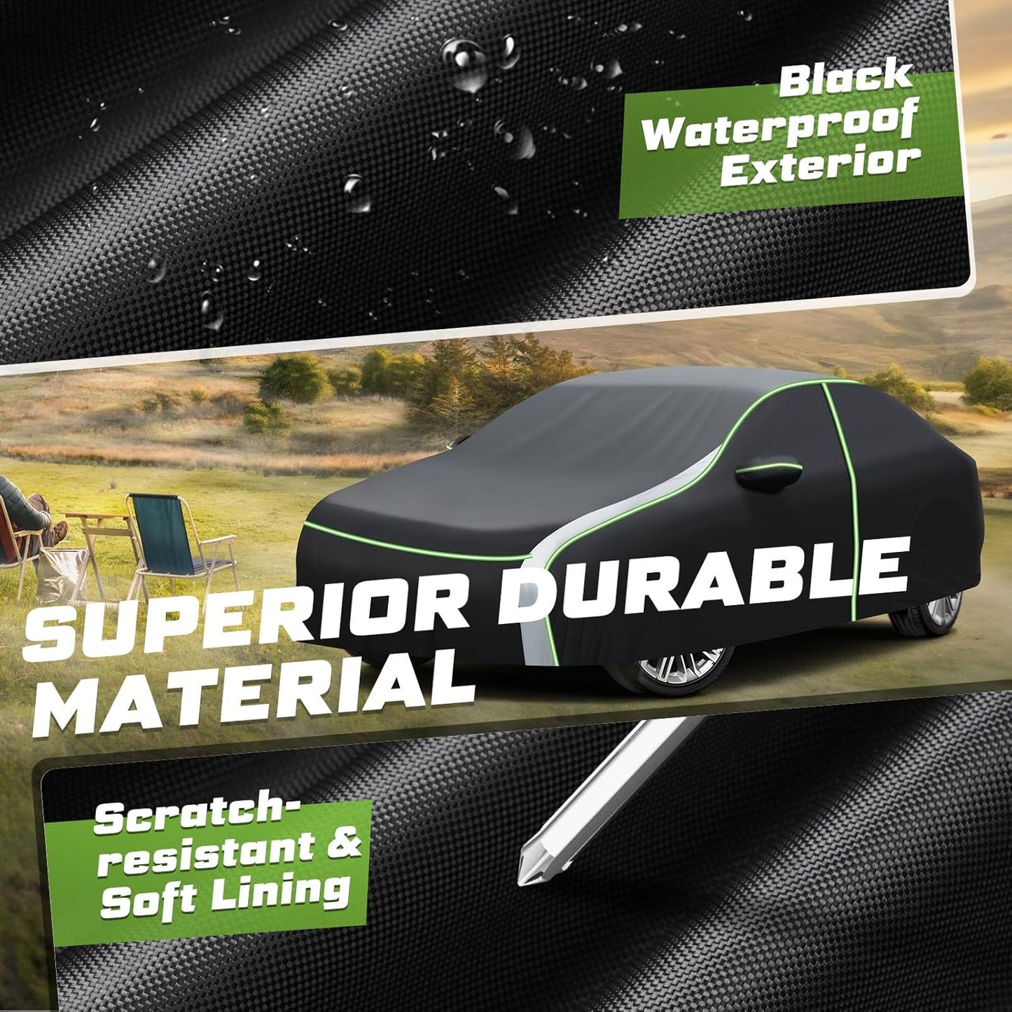 Mixsuper Liner Car Cover for Toyota Corolla 2000-2026, 7 Layers Waterproof Car Cover Accessories for Corolla with Zipper Door, Windproof Straps, Reflective Strips, Anti-UV, All Weather