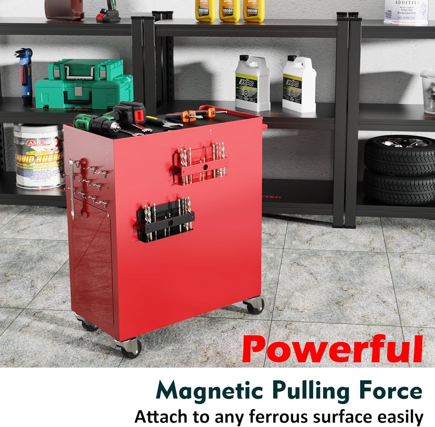 MUTUACTOR Magnetic Drill Bit Organizer,No Drilling Magnet Impact Drill Bit Storage,Anti-Slip Heavy Duty Magnetic Drill Bits Holder for Long Phillips Head Drill Bits,Black,26 Holes