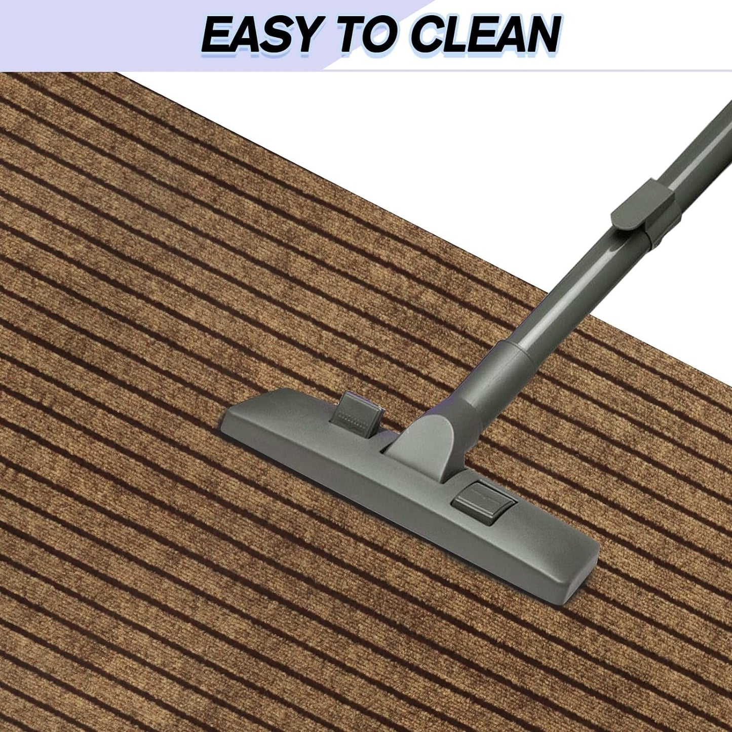 Custom Size Backed Non-Slip Area Rugs Runner, Easy Clean, Waterproof Runner Rugs for Hallway Entryway, Kitchen, Laundry, 3FT x 42FT, Brown Stripe