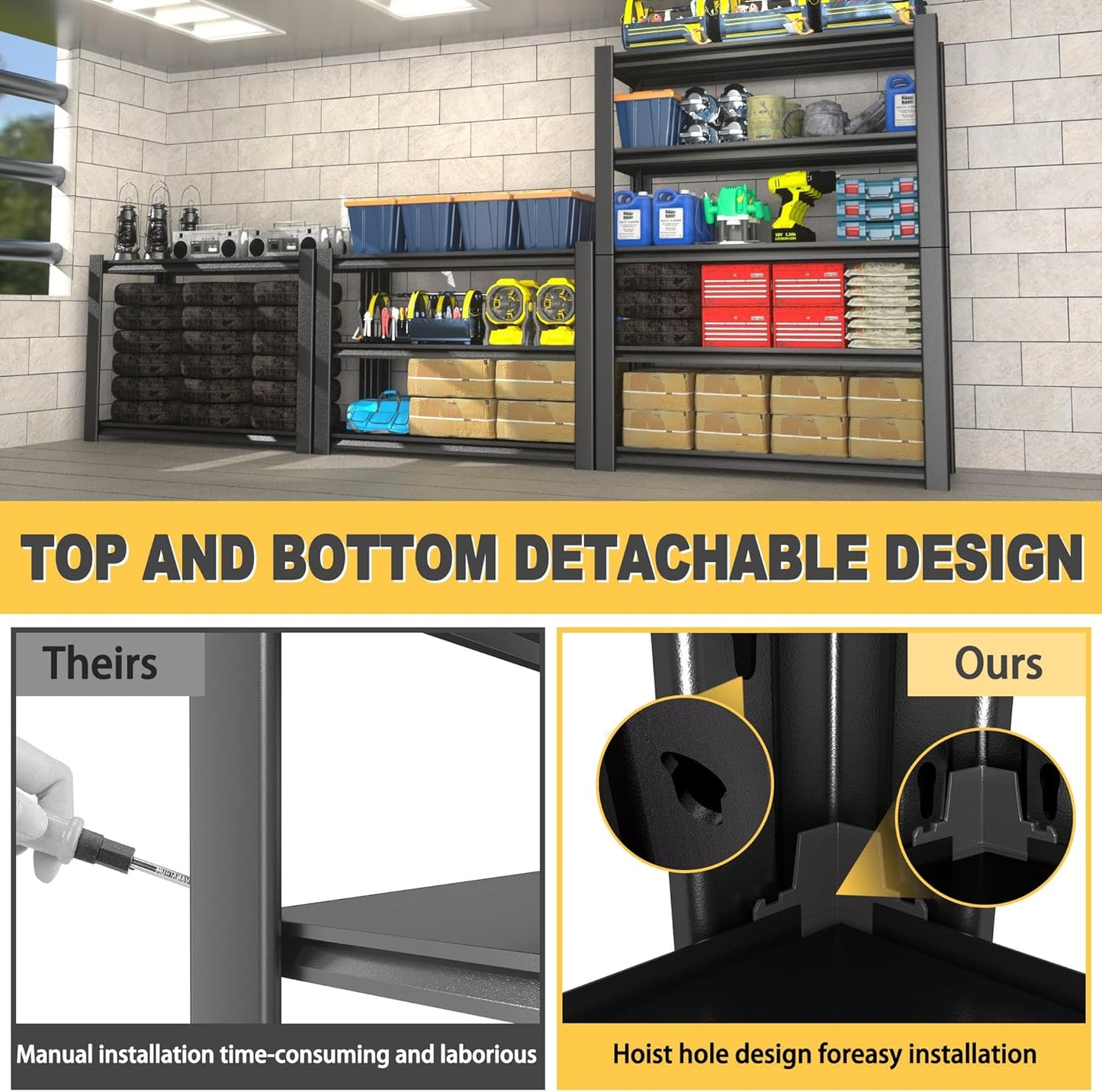 72" H x 48" W x 20" D 5-Tier Heavy Duty Garage Shelving Unit, 3000 LBS Capacity Metal Storage Rack,Adjustable Steel Shelves for Garage, Warehouse, Basement, Pantry, Workshop.4 Pack