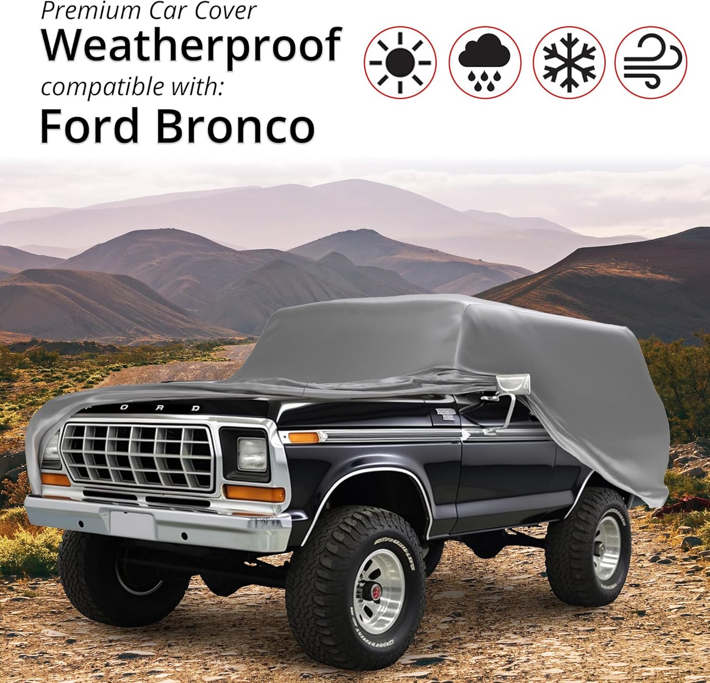 Car Covers Weatherproof Max SUV Cover & Warranty Compatible with Ford 1966-1977 Bronco 1st Gen- Outdoor Cover Theft Cable Lock SUV Accessories Better Than Waterproof