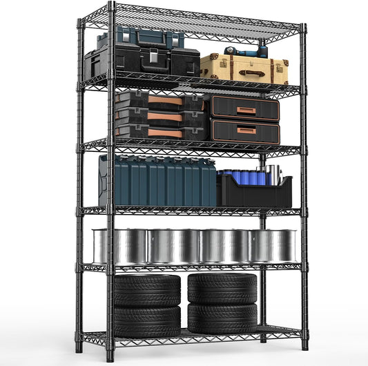 4080 lbs Steel Storage Shelving 6-Tier Utility Shelving Unit Steel Organizer Wire Rack for Home,Kitchen,Office,Garage, 17.7" D x 47.2" W x 72.3" H