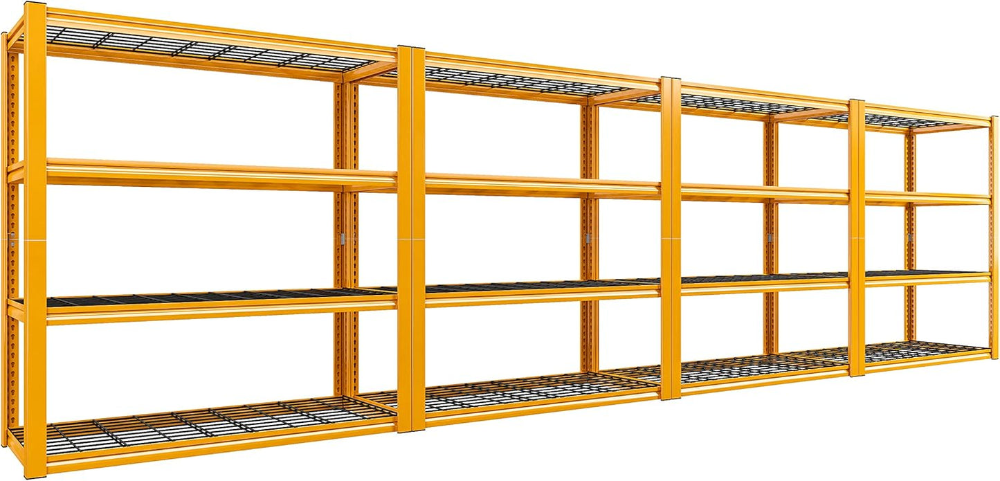 REIBII 40" W Garage Shelving Heavy Duty Metal Shelving 2200LBS Storage Shelves 4 Tier Garage Shelves Adjustable Metal Shelf for Warehouse Basement Pantry Kitchen, 4 Pack