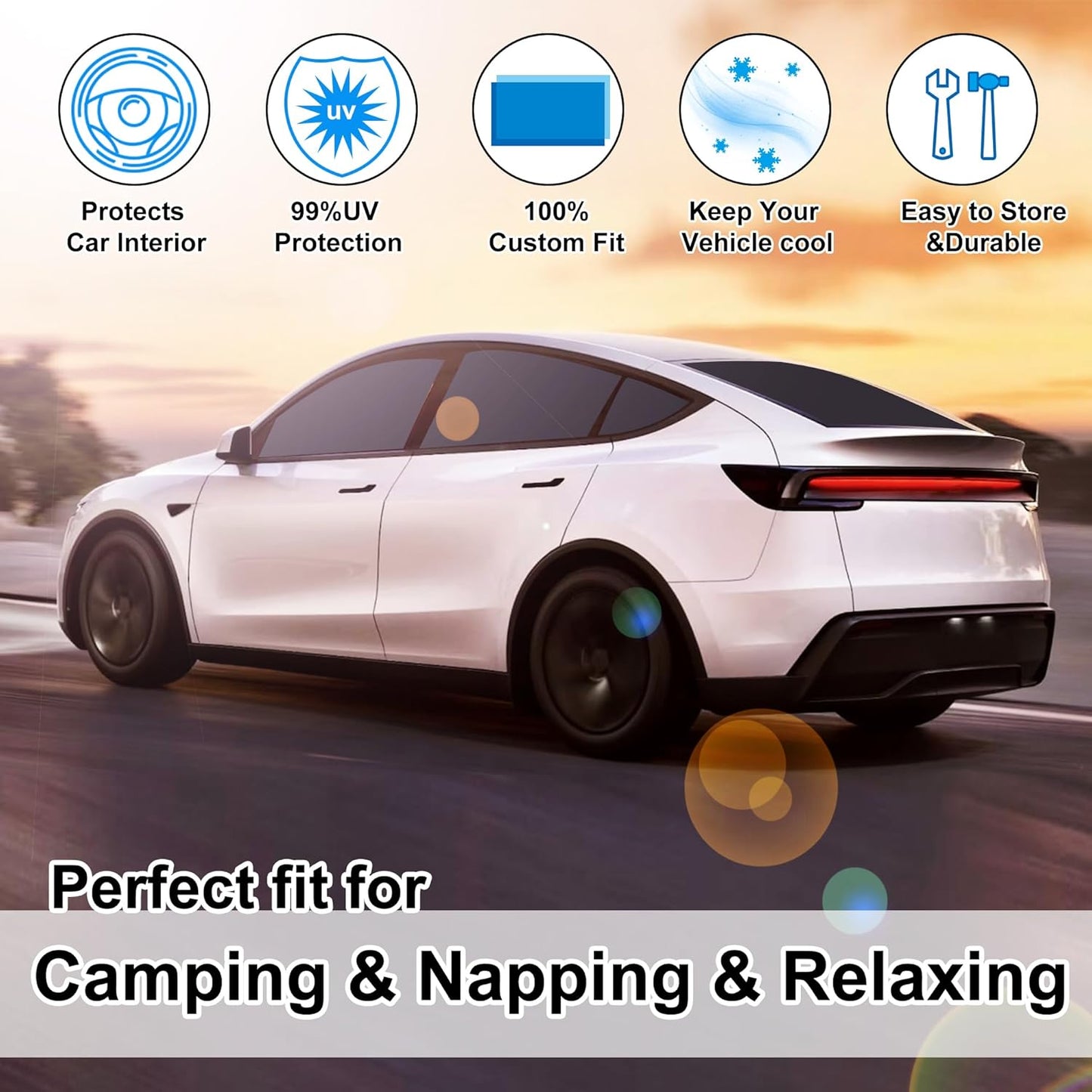 TINGLU Window Shades for Tesla Model Y Juniper 2025 Accessories Car Side Full Windows Rear Triangular Windshield Sun Shade Sun UV Rays & Privacy Protection for Camping,Napping,Relaxing 8PCS