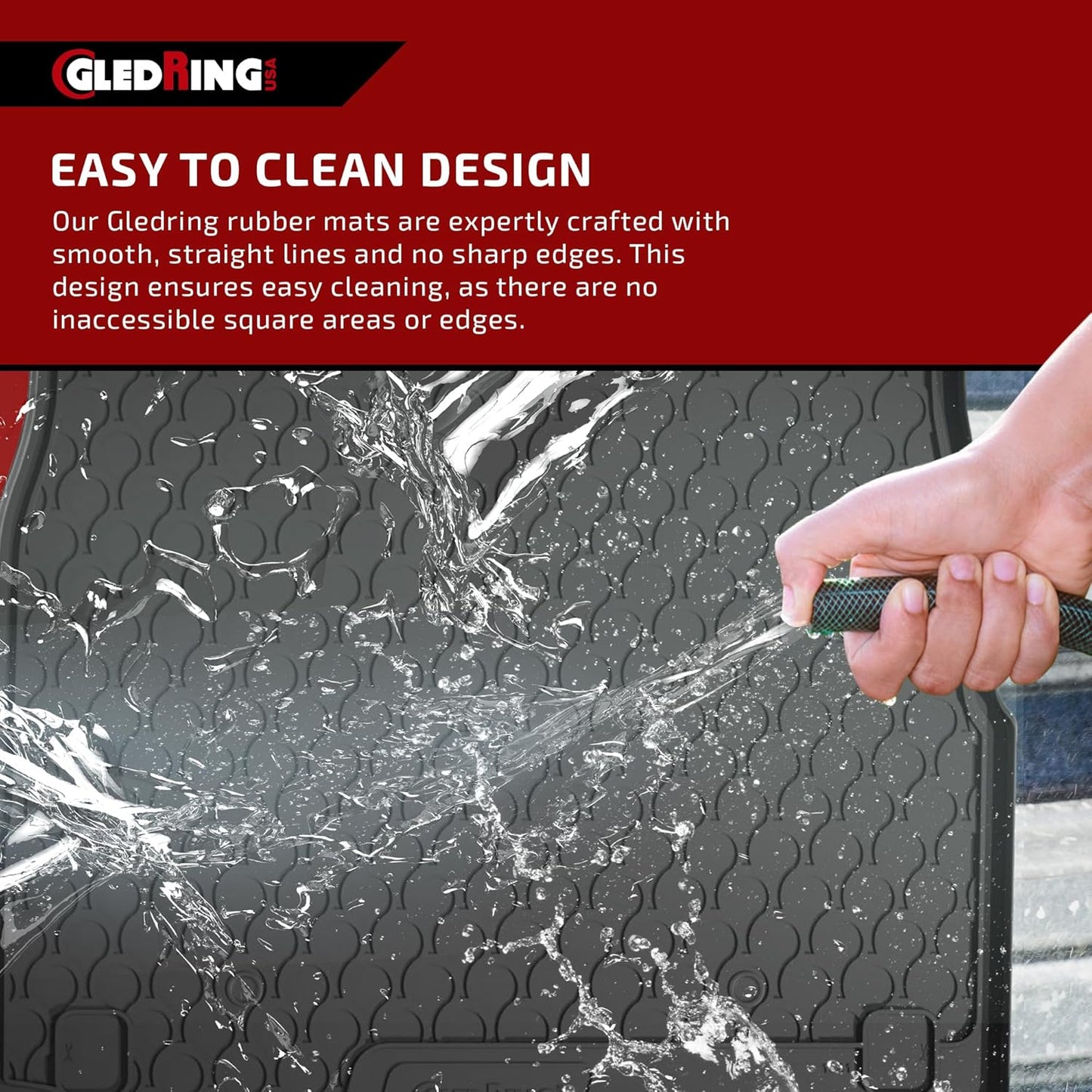 Gledring USA Custom Fit Rubber Mats Combo Pack Intended for Mercedes GLC Class (X253) 2016-2021, No Trimming Required, Tailored Custom Fit, All-Weather, Protects from Rain, Mud, & Snow