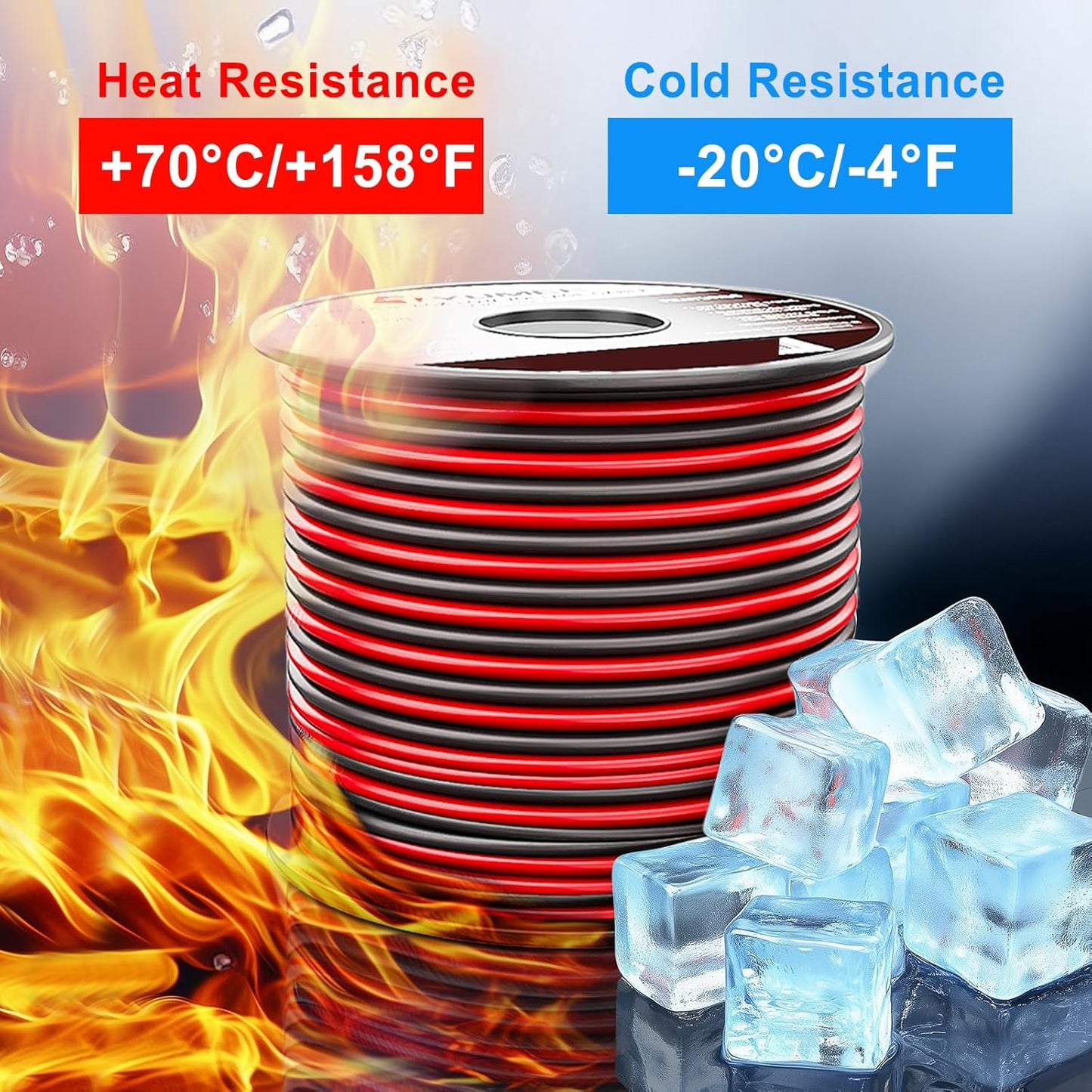 10 Gauge Wire 25FT, 10AWG Red Black Electrical Wire LED Strips Extension Cord 12V/24V DC Cable, 10 AWG 2 Conductors Flexible Low Voltage Wire for in-Home, Autos, Speaker use