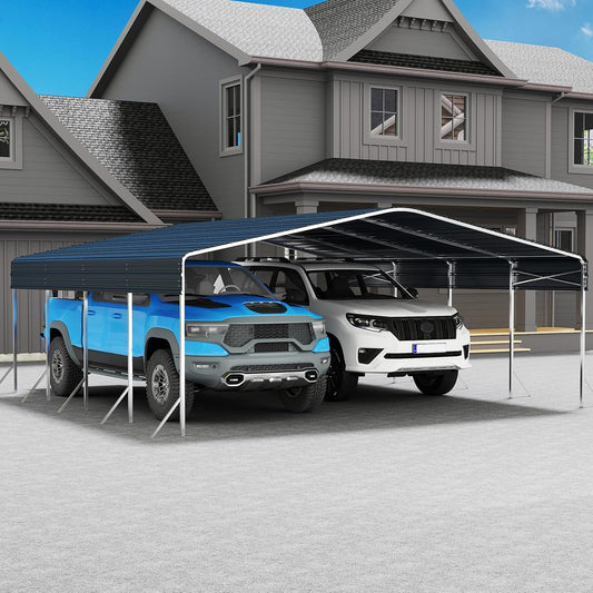 Heavy Duty Metal Carport – Sturdy Structure, All-Weather Protection, Easy Assembly for Cars, Trucks, Boats, Tractors, and Outdoor Storage (Gray, 20X20 FT)