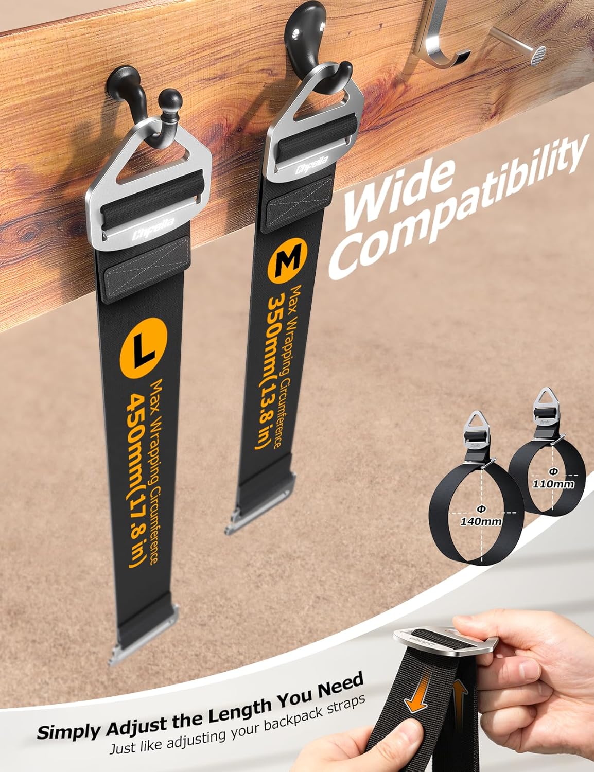 4 Pack One Hand Operation [1s Tighten by Gravity] Adjustable Extension Cord Organizer Holder, Hose Rope Storage Straps Wrap for RV Shed Workshop Garage Organization, Gadgets Tools Gifts for Dad Men