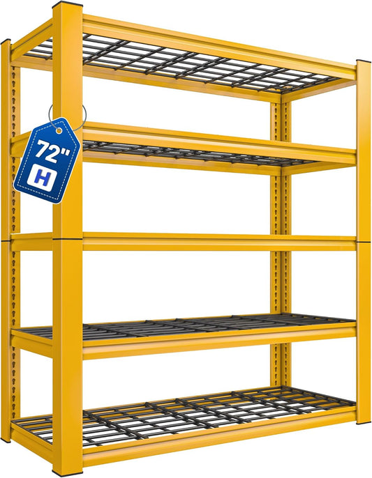 REIBII 72''H Garage Shelving 3010 LBS Storage Shelves Adjustable Metal Shelving 5 Tier Metal Shelves for Storage Industrial Shelf for Pantry Kitchen Basement 72" HX35.5 WX16 D