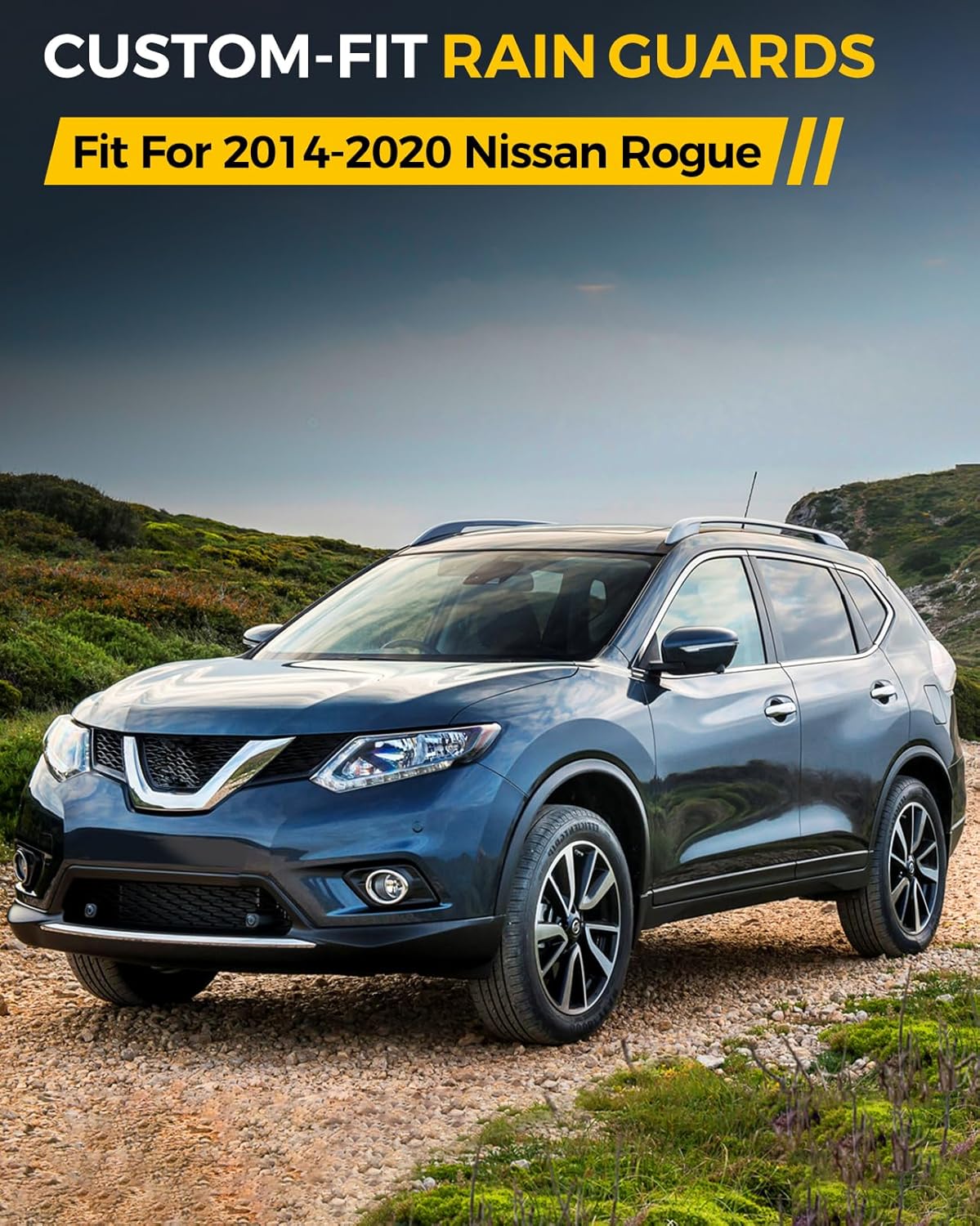 Rain Guards for Car Windows, Tape-On Window Visors Rain Guards Fit for 2014-2020 Nissan Rogue, Window Deflectors, Vent Visors for Nissan Car Accessories, 4 Pieces