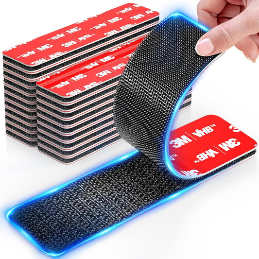 Hook and Loop Strips with Super Adhesive Heavy Duty, Made of 3M, Heat Resistant Waterproof, Outdoor or Indoor Use, 16 Sets Black 0.98x3.94 Inch