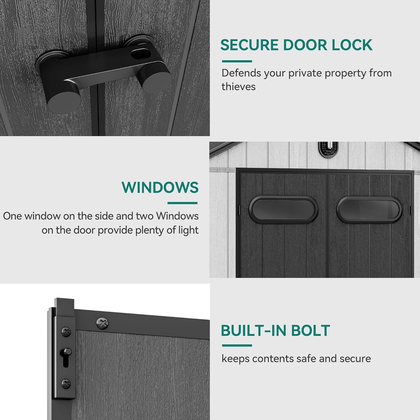 YITAHOME 8x10ft Outdoor Resin Storage Shed with Floor, 544 cuft Waterproof Garden Shed with Lockable Door, Windows & Vents, Plastic Tool Storage for Patio Furniture, Lawnmower, and Bike Storage, Gray