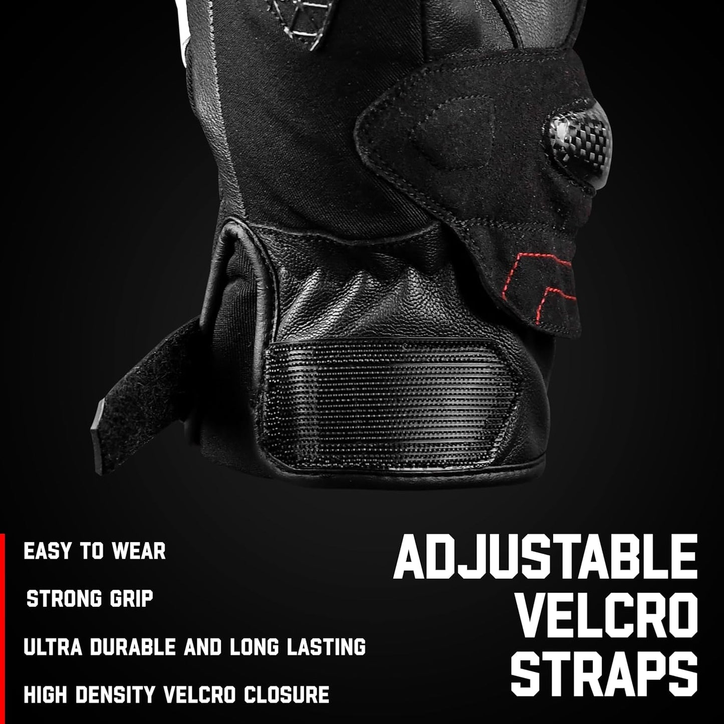 J.A.G. Leather Motorcycle Gloves for Men - Carbon Fiber Knuckle Protection, Motorbike Powersports, Dirt Bike, Touchscreen Gloves for Men and Women, Guantes para Moto.
