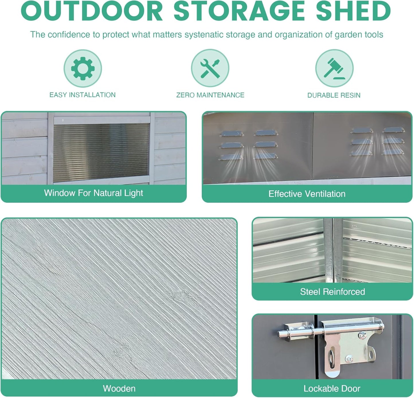 MyVoice 3x5 FT Wooden Outdoor Storage Shed with 4 Vents & 2 Adjustable Windows, DIY Cedar Tool Shed Kit, Garden Bike Firewood Storage, Waterproof Backyard Outdoor Shed for Patio, Lawn, Yard & Garage