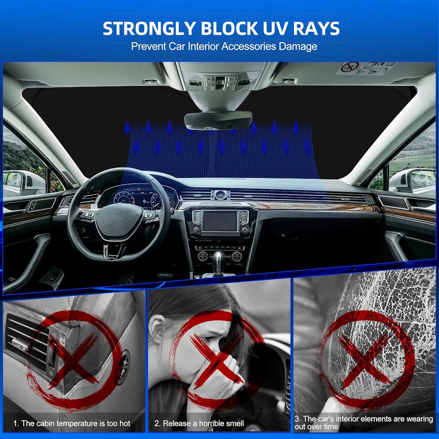 Windshield Sun Shade for Kia Soul 2014-2019 Foldable Sunshade Custom Fit Front Window Car Interior Accessories Protector Blocks UV Rays