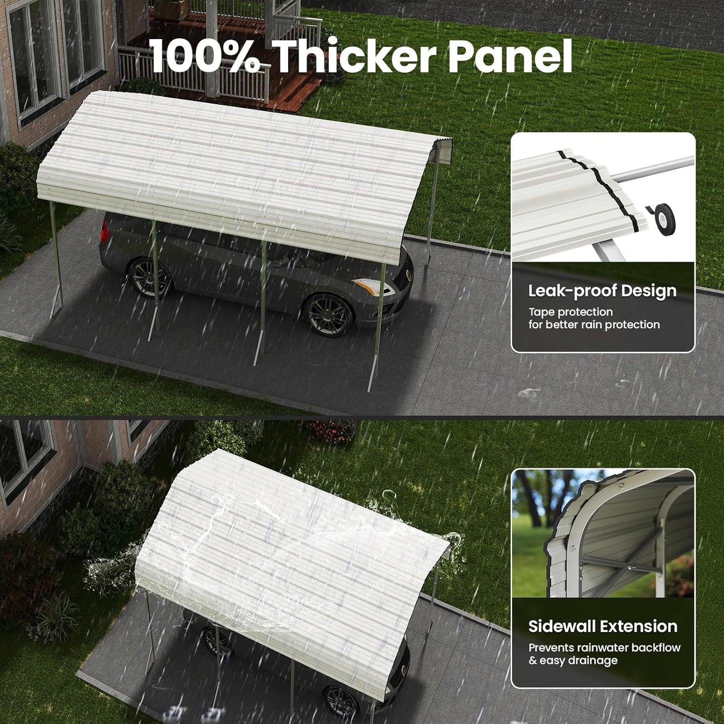 10x15 Carport, Heavy Duty Metal Car Port, All-Weather Protection, Easy Assembly for Cars, Trucks, Boats, Tractors, and Outdoor Storage