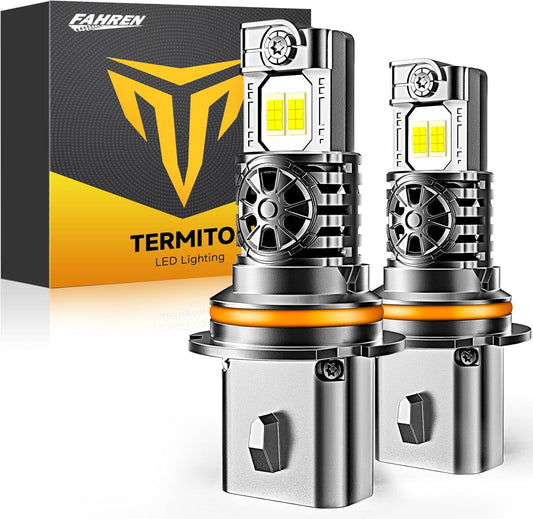 Upgraded 9007/HB5 Light Bulbs, 50,000LM 10X Ultra-Brighter, 6500K Cool White, 1:1 Halogen Size 9007 Fog Lights, Plug-N-Play, IP68 Waterproof, Pack of 2