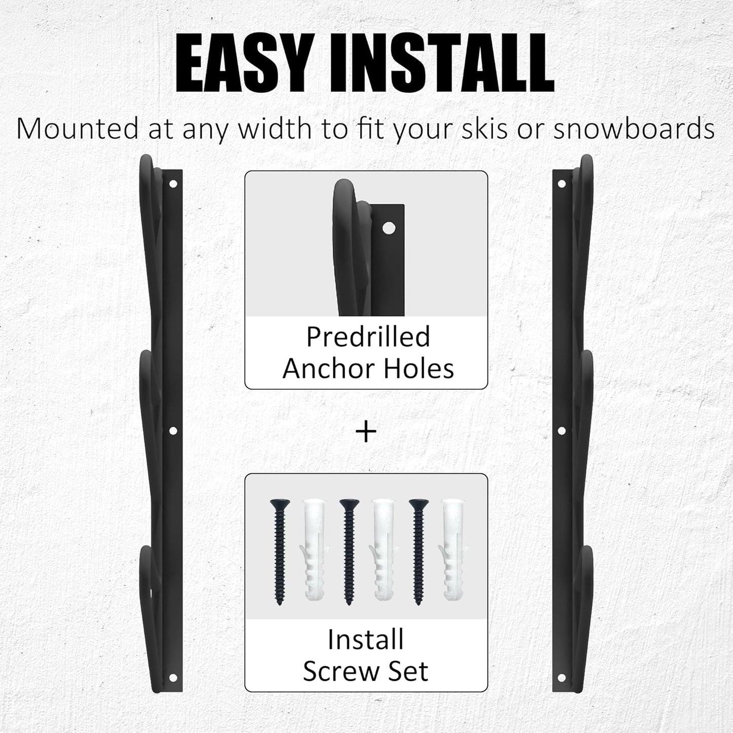 UNITEDPOWER Ski Storage Rack, Wall Mounted Snowboard Organizer Shelf, Wall Display Hanger Holds Up 3 Pairs of Skis and Poles, Garage, Home, Shed
