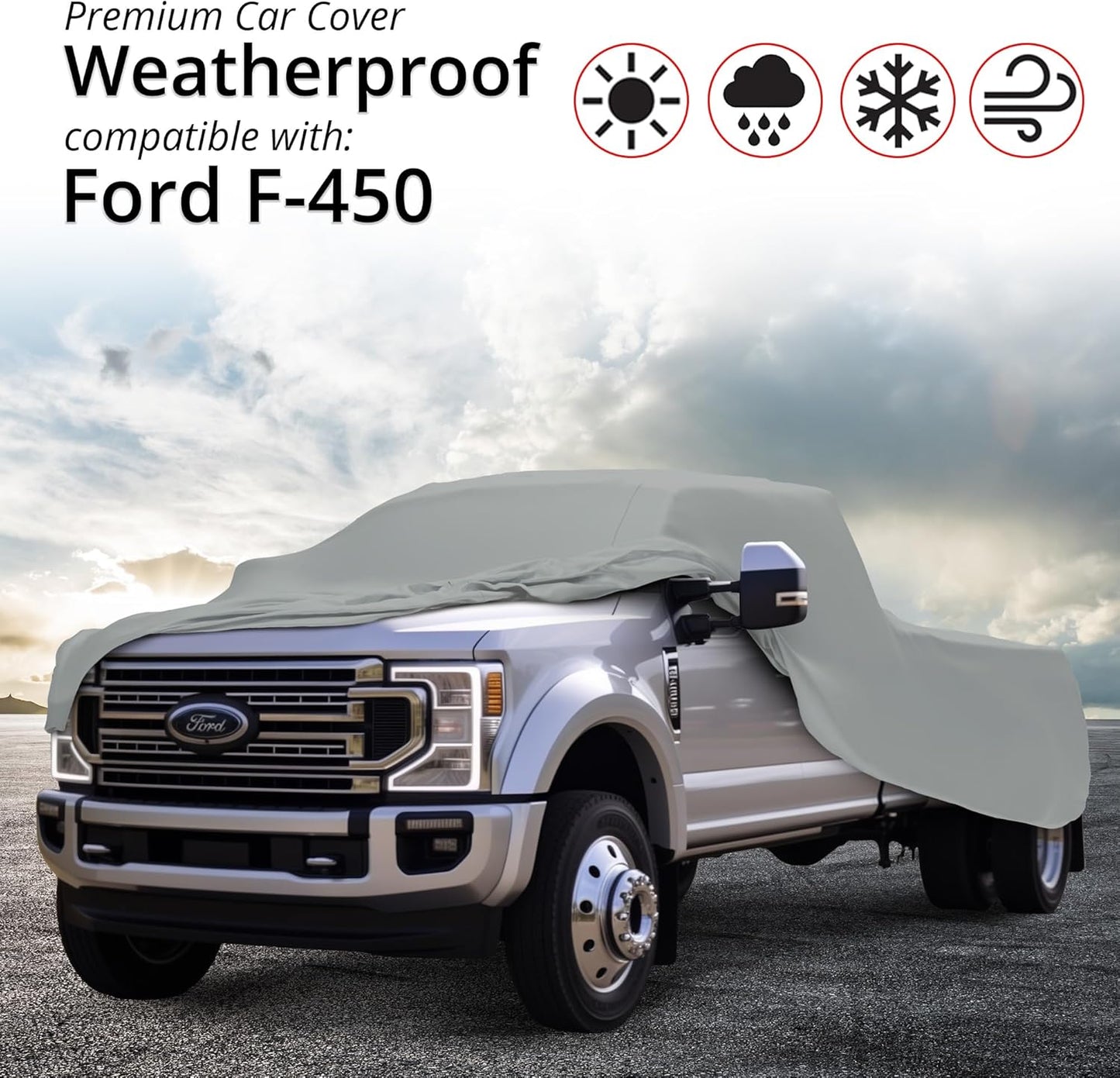 Car Covers Weatherproof Max Truck Cover & Warranty Compatible with Ford 2003-2019 F-250 Crew Cab, 8– Outdoor Cover, Prevents Theft with Cable Lock