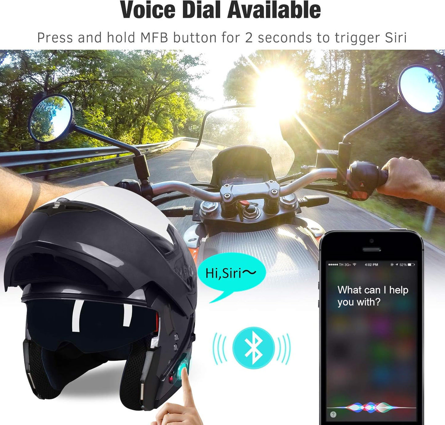 FreedConn BM2-S Bluetooth Motorcycle Helmet, Flip-Up Modular Motorbike Helmet, 500M Connectivity for 2-3 Riders, Voice Dial, Hands-Free Call, MP3, FM, DOT Certified ( Medium, Gray)