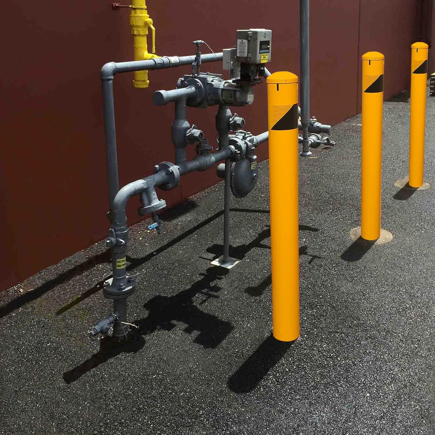 46" High Pour in Place Steel Bollard Post with Removable Cap, 5-1/2" OD Safety Bollard Yellow Powder Coat, Metal Bollard Parking, Door Front Barrier