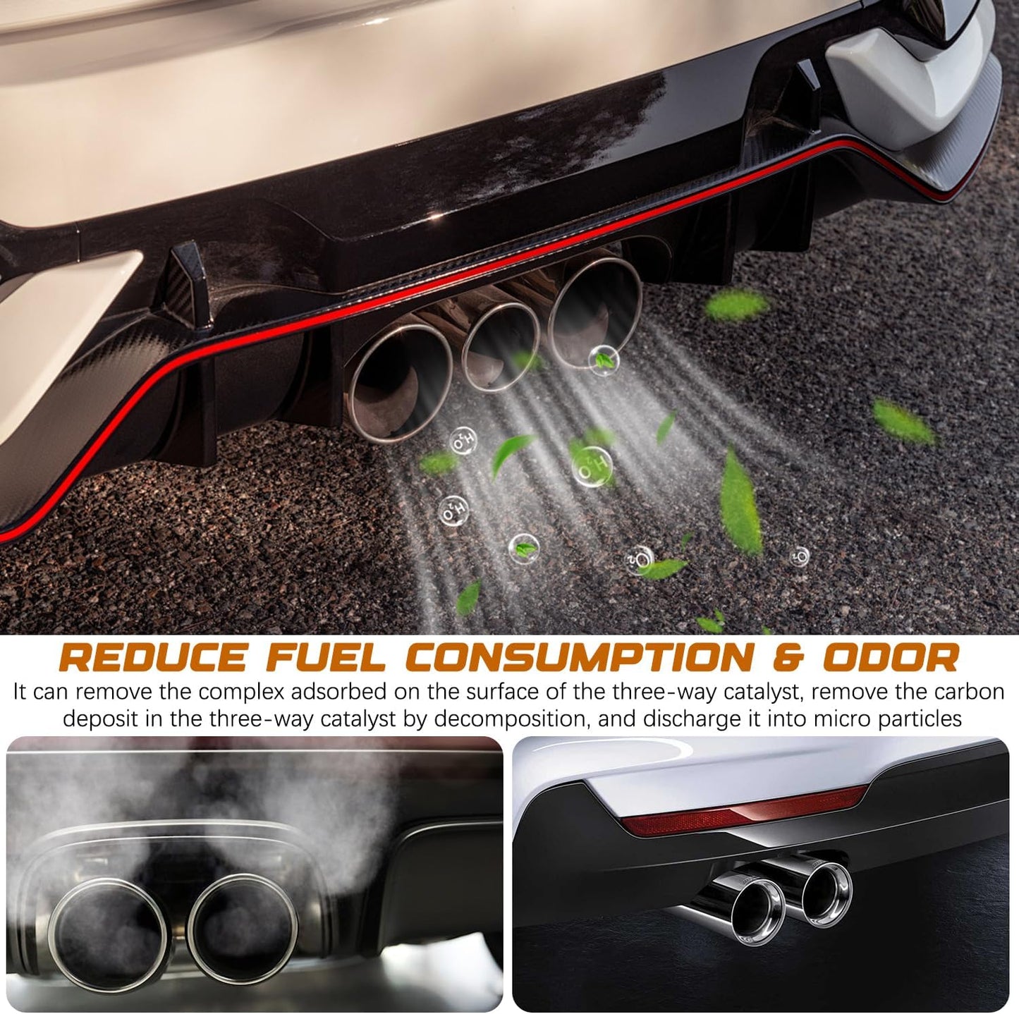 3Pcs Catalytic Converter Cleaner,Catalytic Converter Cleaner Kit,Auto Parts Engine,Exhaust System Pipe Carbon Removal Cleaner Treatment Additive Oil,Fuel System Treatment Oil Additive