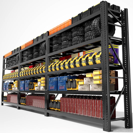 Garage Shelving Heavy Duty - 236" W Extra Large Metal Shelving Units and Storage for 24000lbs, 5 Tier Adjustable Basement Storage Industrial Shelves Pallet Racking Organizer (236" W x 98.4" H)