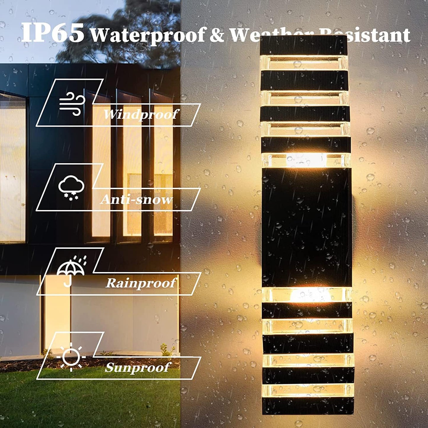 18inch LED Square Up & Down Wall Lights,24W Outdoor Wall Light 4000K Day White Aluminum Body Waterproof IP65 LED Exterior Light Fixtures Wall Mount for House Patio Garage Garden. (8 Pack)