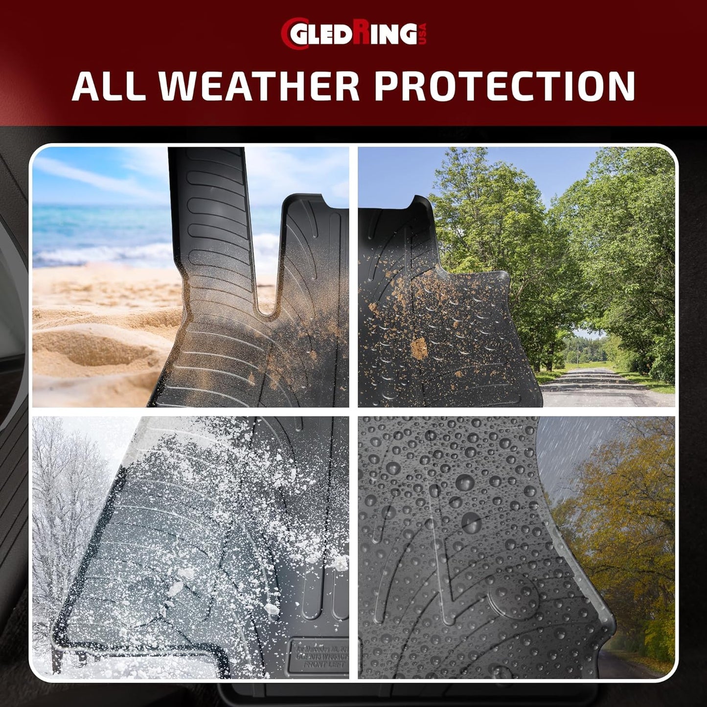 Gledring USA Custom Fit Rubber Mats Combo Pack Intended for Land Rover Range Rover Velar 2017-2022, No Trimming Required, Tailored Custom Fit, All-Weather, Protects from Rain, Mud, & Snow