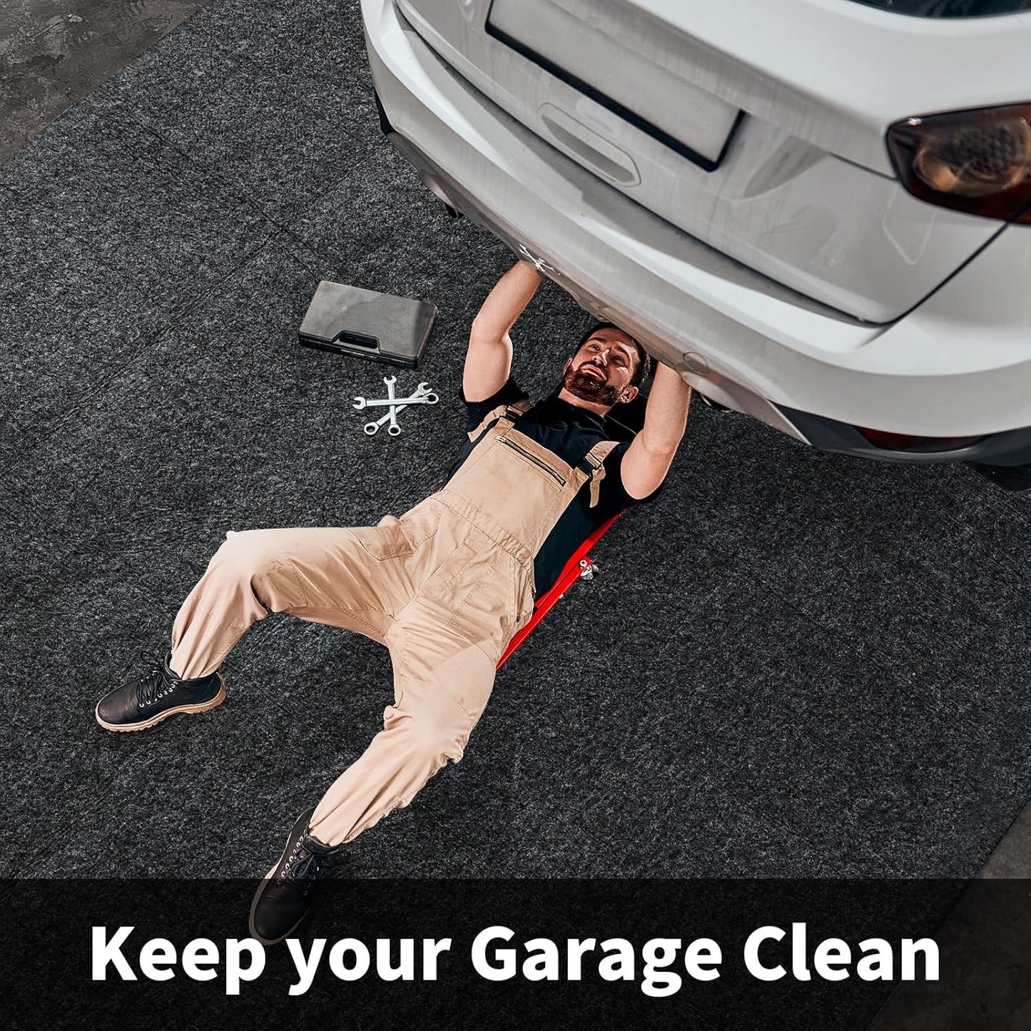 MABOZOO Garage Floor Mat 8.8 x22 Ft, Extra Large Garage Carpet Rug, Reusable Absorbent Oil Spill Mat, Washable Parking Flooring Rug for Under Car, Protects from Spills, Drips and Stains