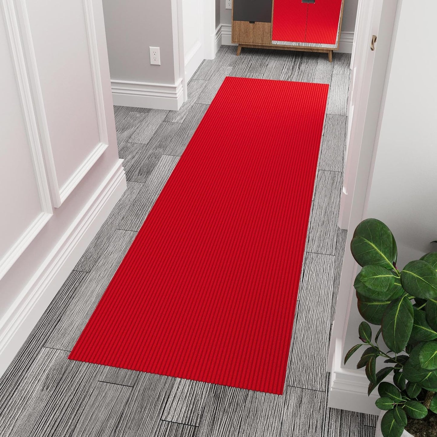 Ottomanson 3'11" x 10' Hallway Runner with Scraper Pile - Extra Durable Non-Slip Rug Mat for Indoor & Outdoor Use - Ideal for Kitchen, Entryway & Garage - High-Traffic Carpet, Red