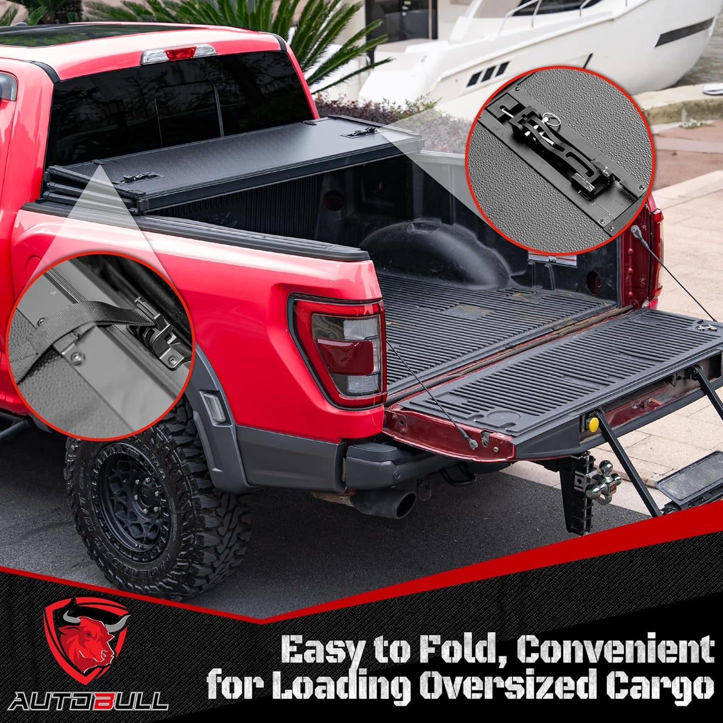 Hard Top Tri Fold tonneau Cover Compatible with 2022-2025 Toyota Tundra 6.5ft Bed, Alloy Steel and Fiberglass Made