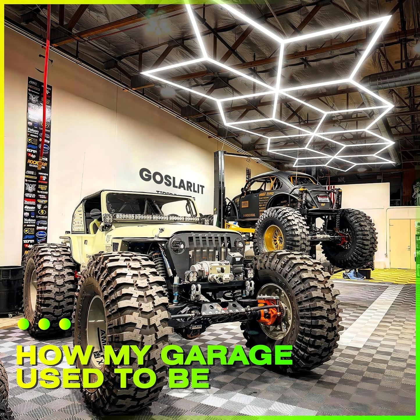 GOSLARLIT LED Garage Light Hexagon, Hexagram Shop Detailing Lights, 6500K Daylight White, Linkable Plug-in Ceiling Light for Garage Workshop Basement Gym Warehouse