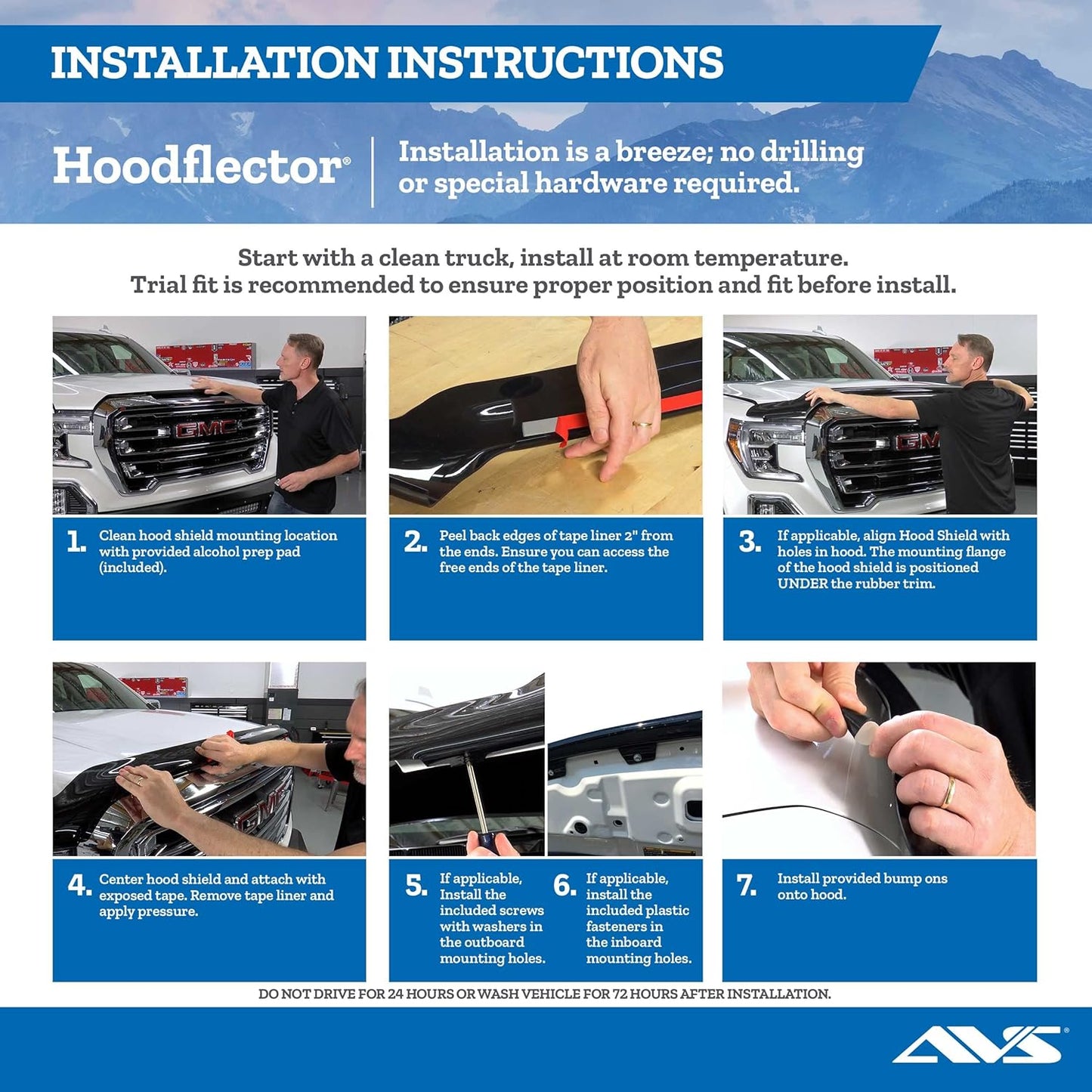 Auto Ventshade [AVS] Hoodflector Bug Shield / Hood Protector | Fits 2016 - 2023 Toyota Tacoma, 1 pc. | Dark Smoke - 21681